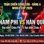 Nhận định trận đấu Nam Phi vs Hàn Quốc tại bảng A World Cup 2026. Hình ảnh đối đầu kịch tính giữa hai đại diện Châu Phi và Châu Á trên Xoilac TV.